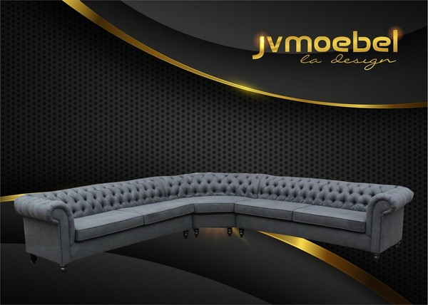 Ecksofa Sofa Design Chesterfield Couch Textil Stoff Wohnlandschaft Garnituren-image