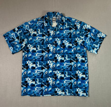 Vintage Quiksilver Hawaiian Shirt Mens Large Blue 1990s Surf Photographic Print