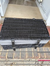 'Hotel Chocolat' Large 20 Inch Wicker Hamper Storage Basket Fabric Lined
