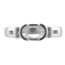 East-West 6x8MM Oval Shape Semi Mount Soliatire Women Ring 925 Sterling Silver