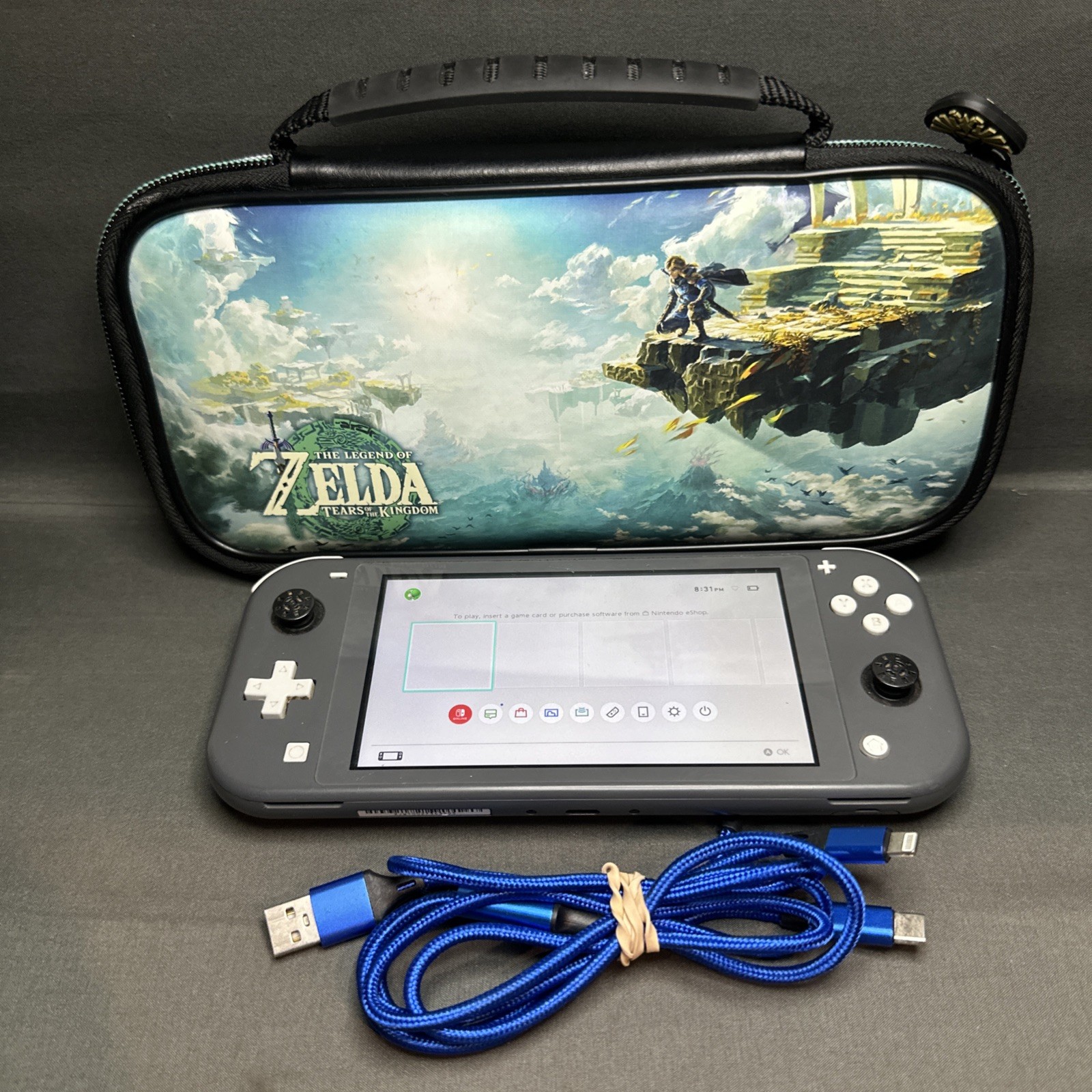 Nintendo Switch Lite Gray Bundle w/ Zelda Case & Charger