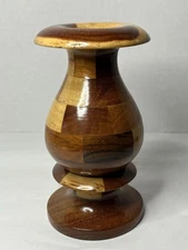 6.5" Vase Hand Crafted Turned Wood Marquetry Craftsmanship Various Types Woods
