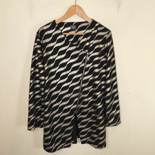 Chico's Travelers Jacket Zebra Stripe Metallic 2 / Large Women's Asymmetric Zip