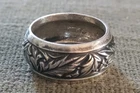 Victorian Sterling Silver Band Ring 6.5"  Floral Design