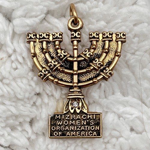 Vintage 1960 Menorah Pendant Mizrachi Women's Organization America 10K GF