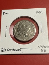 1921 Peru 20 Centavos - Fantastic Coin - See Pictures - Combined Shipping - Bin4