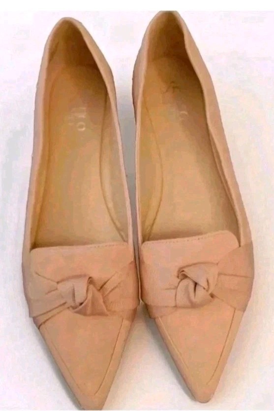 Franco Sarto Women's Flats Size 10 M Suede Pointed Toe Bow Knot Shoes Peach