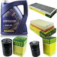 Mann Inspektionspaket 5L Mannol Defender 10W-40 FüR Audi Cabriolet 2.6 2.0 E