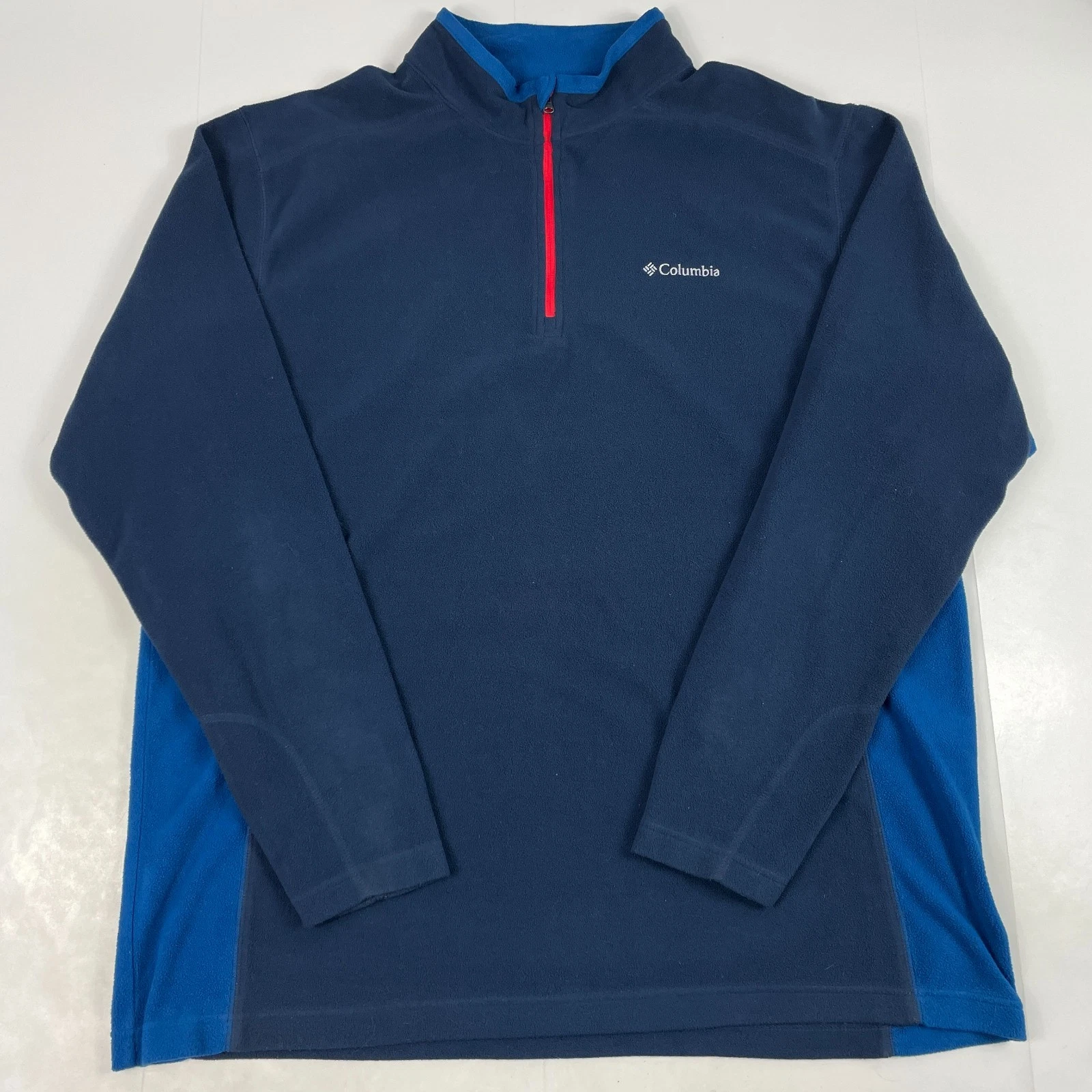 Columbia Jacket Mens Extra Large Blue Fleece 1/4 Zip Pullover Hiking Ski Fishing