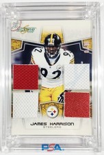 JAMES HARRISON 2008 Score Rookie Card #255 Steelers GAME USED RELIC SSP #ED 8/10