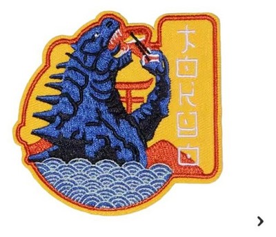 Godzilla Eating Sushi 5.75'' Tall Embroidered Monster-Sized Patch