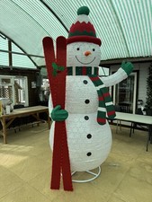 9ft LED Twinkle Collapsible Snowman & Skis Outdoor Xmas Decoration Lights Diplay