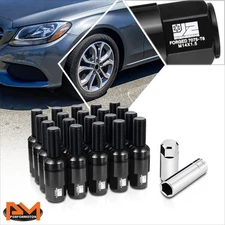 J2 Black 20 PCS M14 x 1.5 Removable Cap Closed End Lug Bolts for Mercedes-Benz
