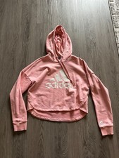 Adidas Cropped Hoody Sweatshirt - Pink - Medium