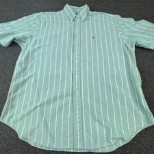 Polo Ralph Lauren Shirt Mens XL Green Stripe Button Down Blaire Short Sleeve