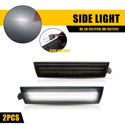 2X FIT 2008-12 CHEVROLET MALIBU MARKER LIGHT REAR DRIVER LEFT RIGHT SMOKED WHITE