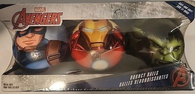 Marvel Avengers Bouncy Balls 3-Pack Captain America Iron Man Hulk NEW