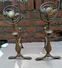 Vintage - Mosiężny medalion Andirons od William Tonks & Sons