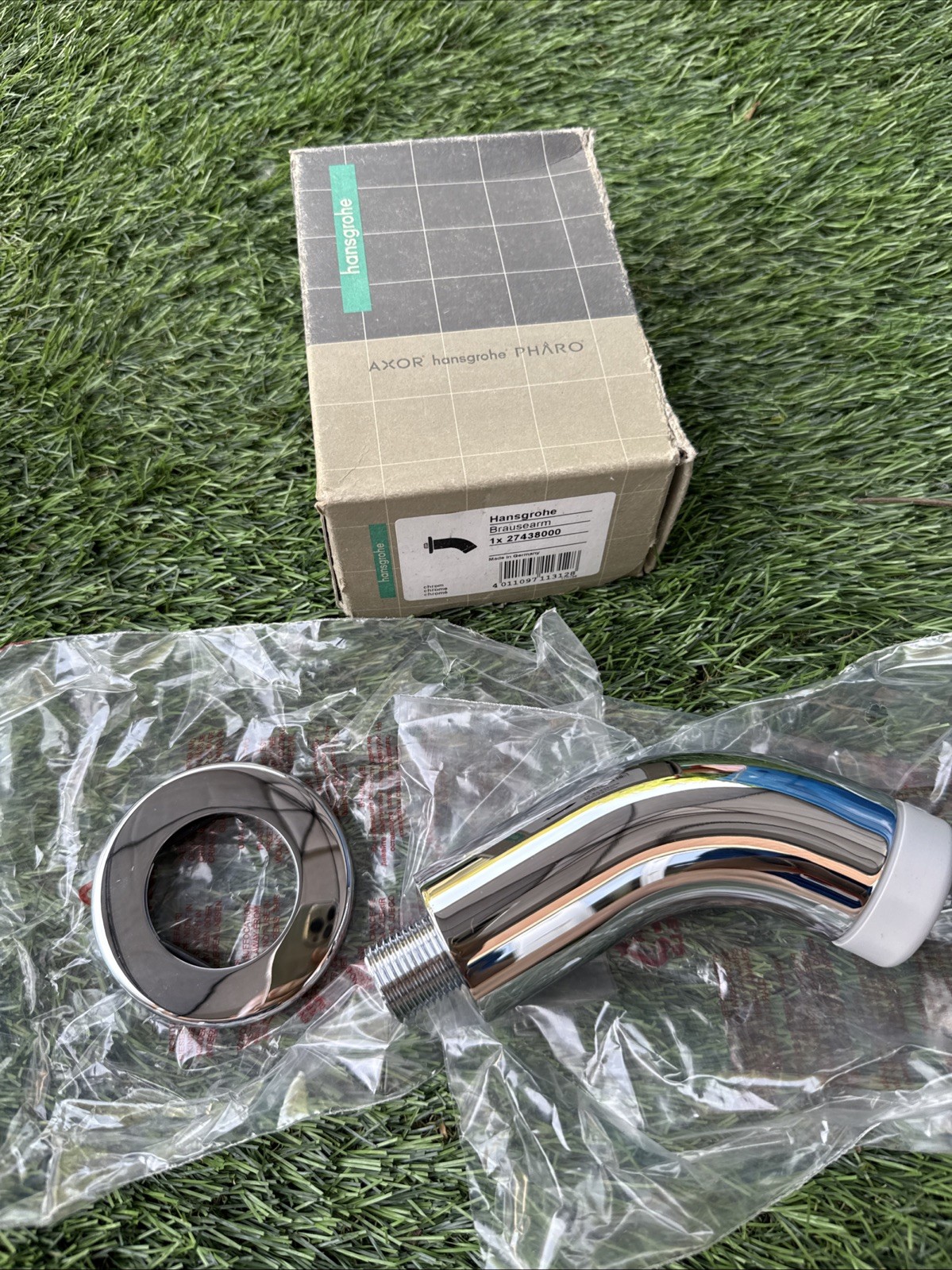 HANSGROHE 27438000 CHROME SHOWER ARM 100mm - OVERHEAD SHOWERS