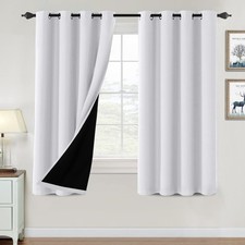 H.VERSAILTEX 100 Blackout Curtains 63in Thermal Insulated 2 Panels White