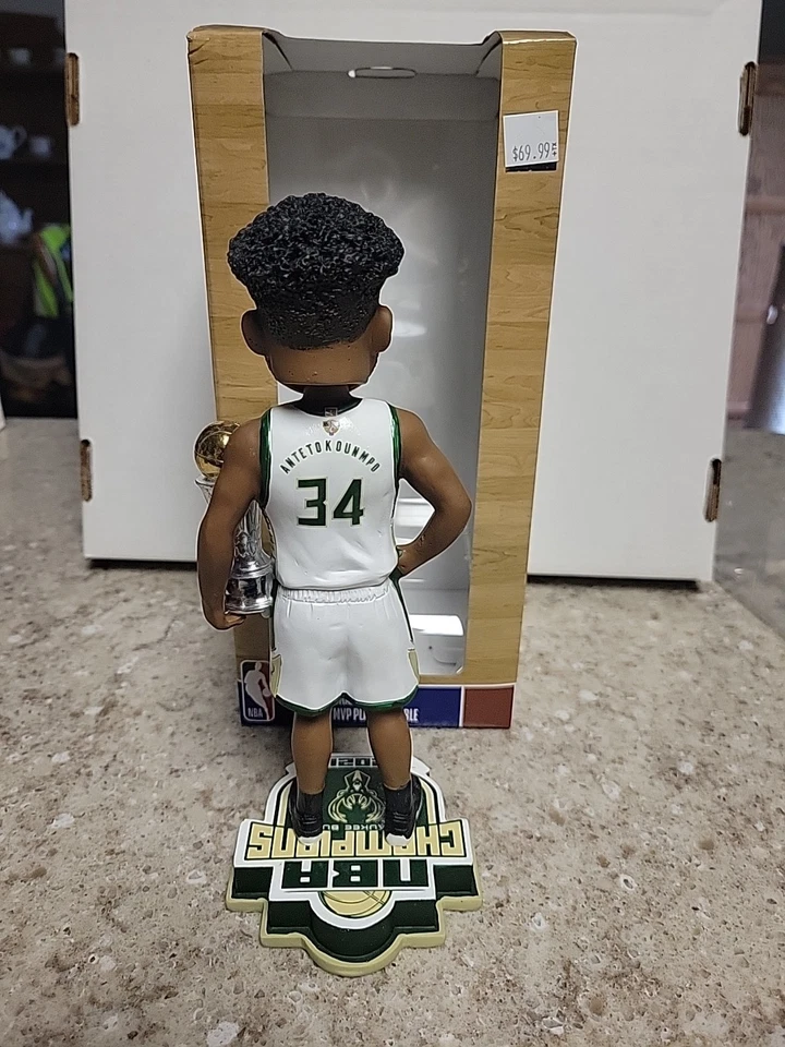 Giannis Antetokounmpo Finales NBA Jugador Más Valioso Bobblehead Milwaukee Bucks FOCO Foto 3 de 4