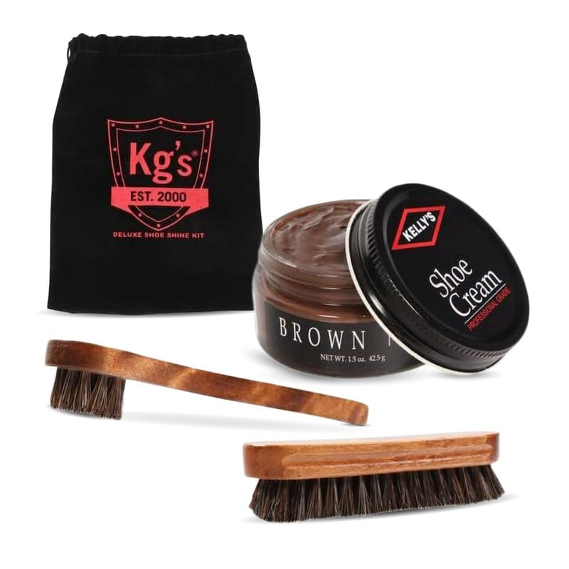 Brown Polish & Shoe Shine Kit – Includes Brown Shoe Polish, Horsehair Shoe Br...