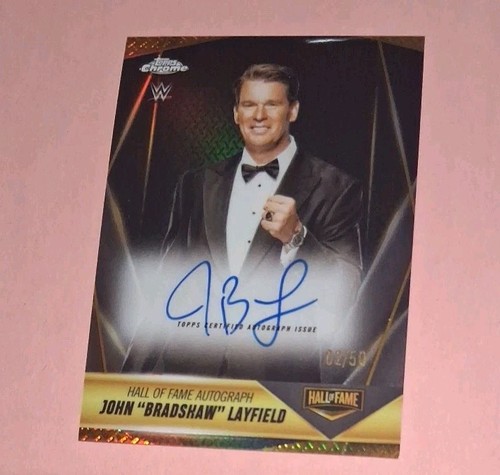 2025 Topps Chrome WWE John “Bradshaw” Layfield JBL HOF AUTO Gold Refractor 2/50 - Picture 2 of 3