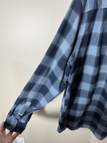 Camisa de franela Carhartt para hombre X grande alta azul pesada calce original ropa de trabajo a cuadros - Imagen 12 de 19