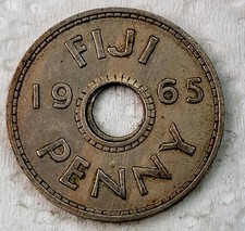 FIJI 🇫🇯 ONE (1) PENNY COIN 1965 (QUEEN ELIZABETH II)
