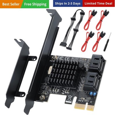 PCI-E X1 to SATA 3.0 Controller Card, 4-Port SATA III 6Gbps Expansion Cards, ...