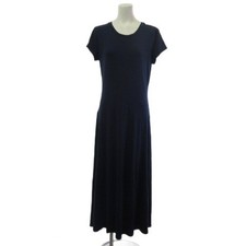 Lauren Ralph Lauren Long Dress Short Sleeve Navy Gold Button Size M Japan