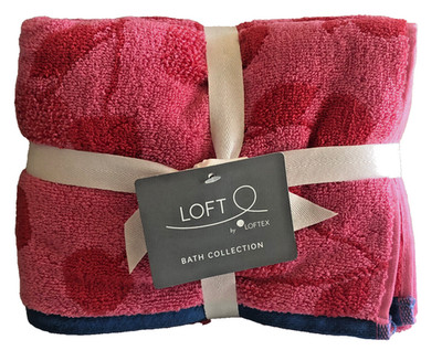 Loft Loftex Hand Towels Set of 2 Pink Cherries 16x28'' Bathroom Soft Cotton