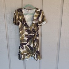 Show Me Your Mumu Winnie Wrap Mini Dress Size S Feminine Palm Print Short Sleeve