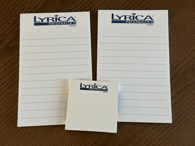 3 Packs Lyrica Pregabalin Note Pad Pfizer Pharmaceutical Drug Rep Narcotic