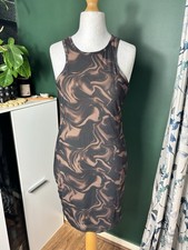 Primark Swirl Print Bodycon Dress UK 14 Best Fit UK 12 Very Good Condition G05