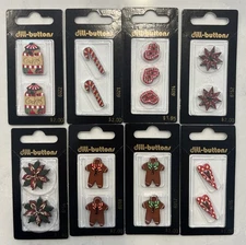 Lot of 8 Dill Buttons Button Christmas Holiday Gingerbread Man Candy Cane Hearts