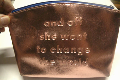 Ipsy Rose Gold Makeup Cosmetics Bag 'And Off She Went To Change The World'   375