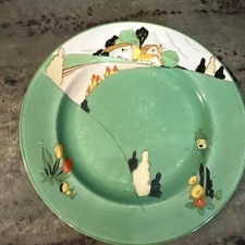 Rare Vintage KEELING & Co. Losol Ware Braeside  Tea Plate Art Deco Cottage Green