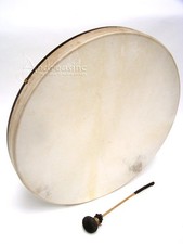 22" LARGE SHAMAN FRAME DRUM NATURAL GOATSKIN HEAD w/ LEATHER BEATER NEW