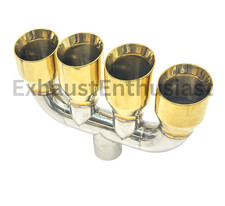 Quad Exhaust Tip Center 2.50 inlet 3.50 Outlet X 15.00 Wide Angle Cut Dual Wall