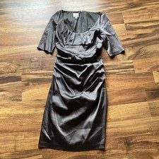 Suzi Chin For Maggy Boutique Size 10 Dark Gray Ruched Silky Dress
