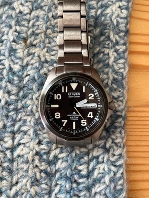 CITIZEN Promaster PMD56-2952 Black Dial Eco-Drive Men's Watch Used Working #97