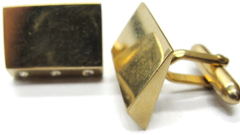 Swank Cufflinks Gold-Tone Rectangular Rhinestone … - image 3