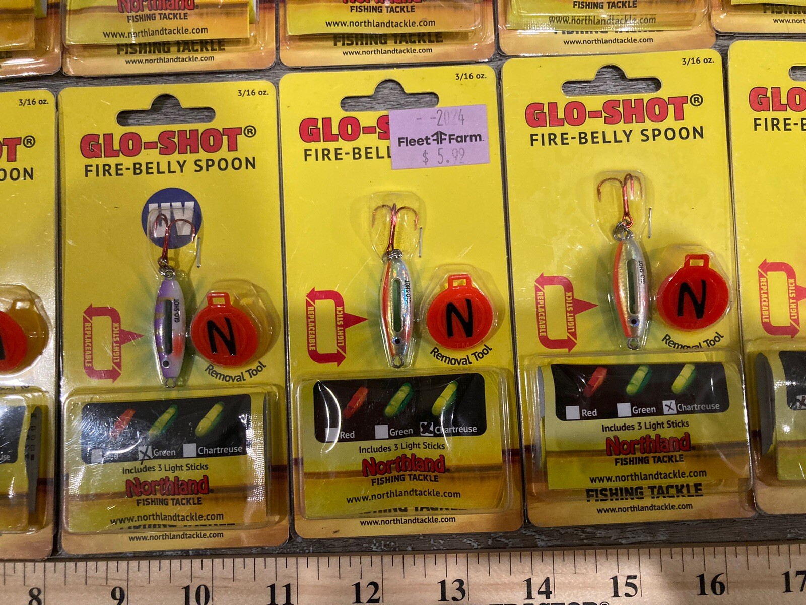 Lot of 36 Northland Glo-Shot Fire-Belly Spoons - All 3/16 Oz Size - Mixed Colors - Image 12