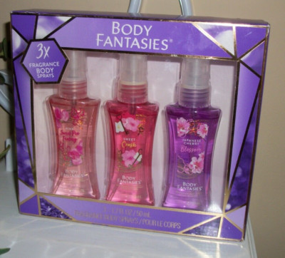 Body Fantasies 3ct Pink Sweet Pea Fantasy Swt Crush Japanese Cherry Bloss Sprays