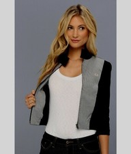 Fred Perry Amy Winehouse Black Micro Check Harrington Cropped Jacket - Size 10