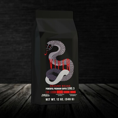 Extra High Caffeine Ground Coffee Level 3  All-Natural Dark Roast by Viper