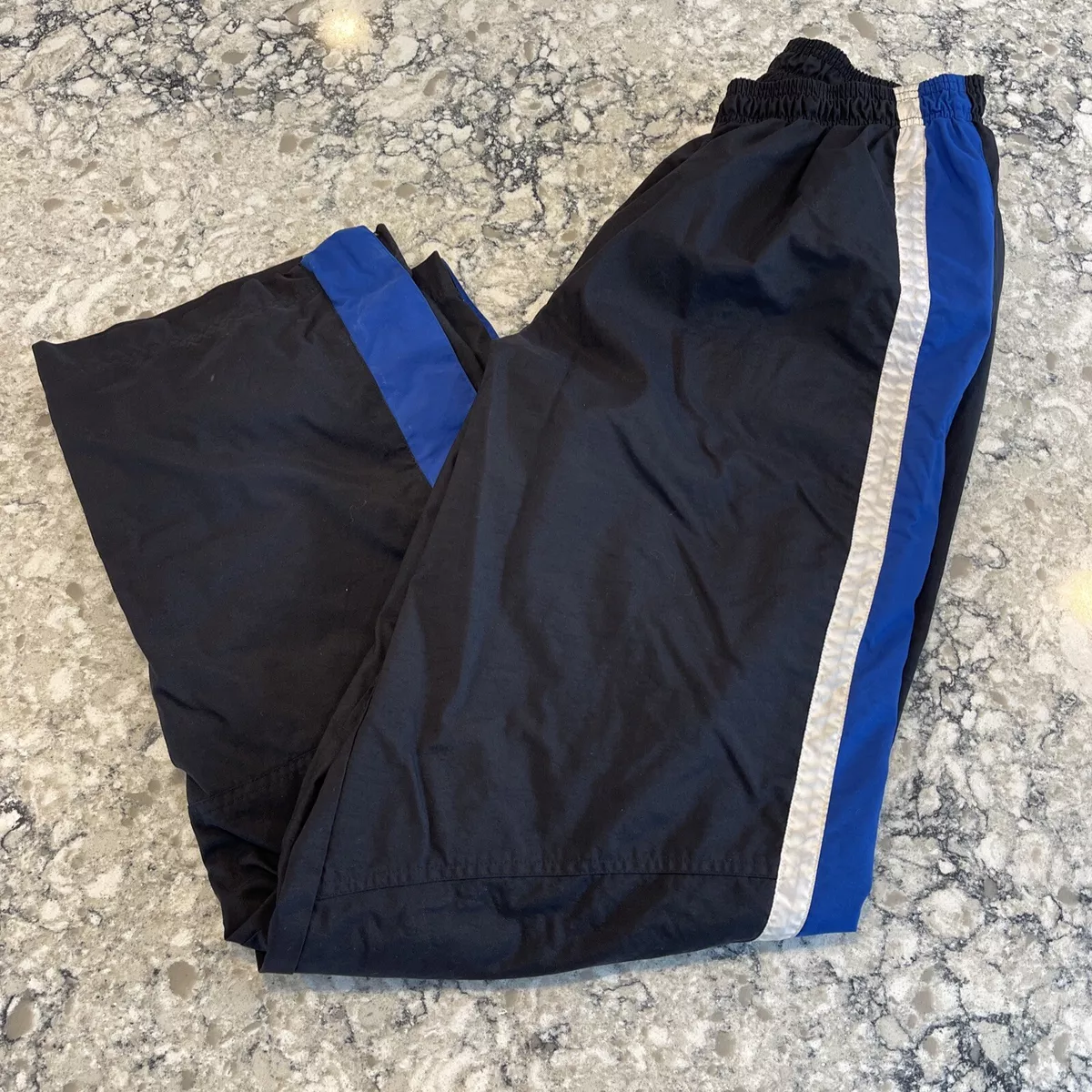 Vintage 90s Nike Windbreaker Pants Mens XL Black Blue Logo Track