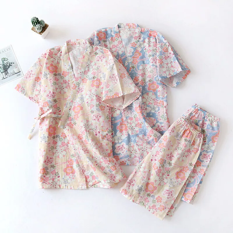 2Pcs Women Silk Pajamas Set Top Bottom Sleepwear Nightwear Lace Short  Sleeve Pjs