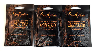 Shea Moisture African Black Soap Clarifying Mud Mask Tea Tree Oil 3x